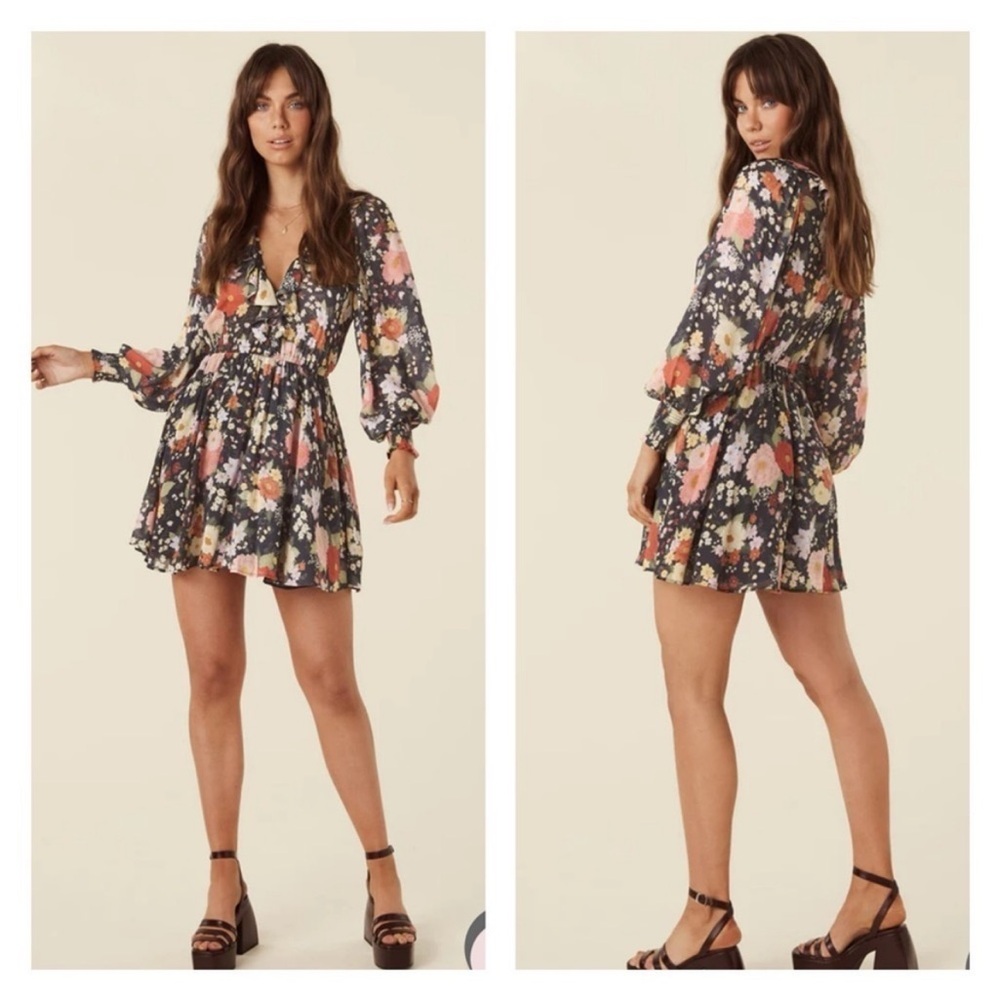 Spell Sangria Playdress - Multicolor Floral Long Sleeve Dress